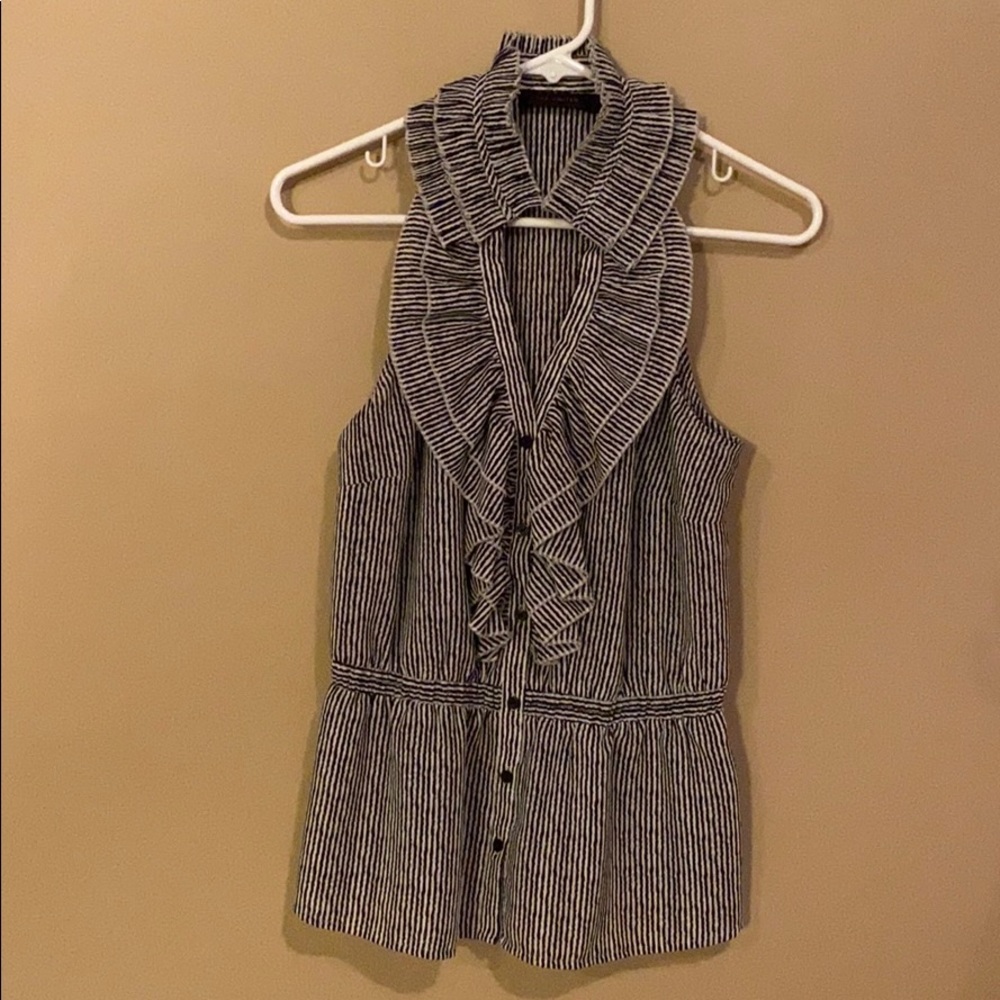 Black White Stripe Blouse Medium